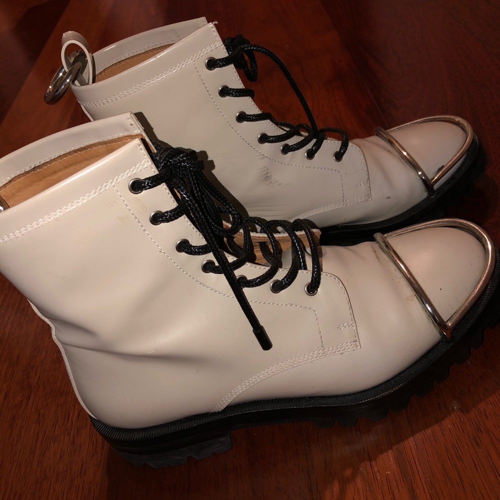 Alexander Wang Combat Boots, White, Size 7